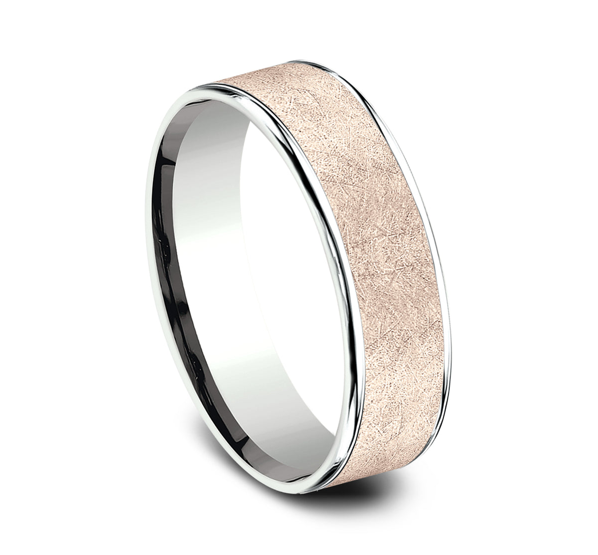 THE COLONEL 6.5mm 14K White/Rose Benchmark men's wedding band