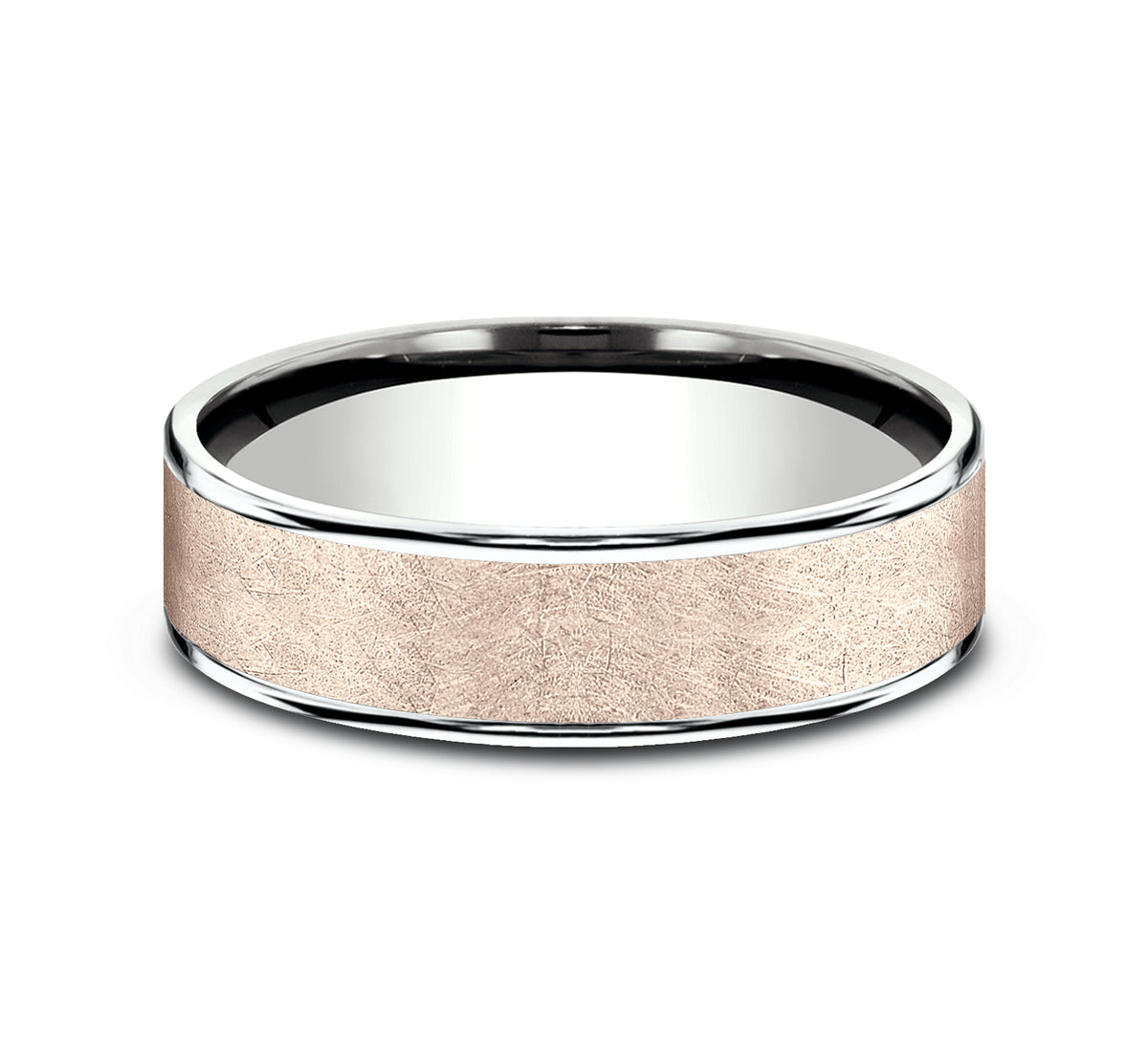 THE COLONEL 6.5mm 14K White/Rose Benchmark men's wedding band