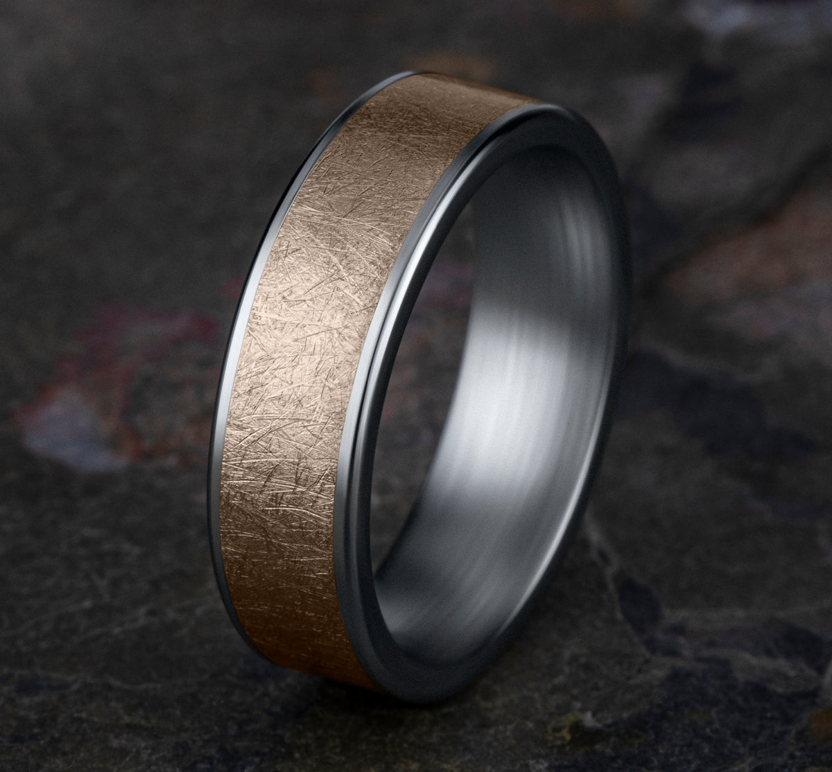 THE COLONEL 6.5mm 14K White/Rose Benchmark men's wedding band