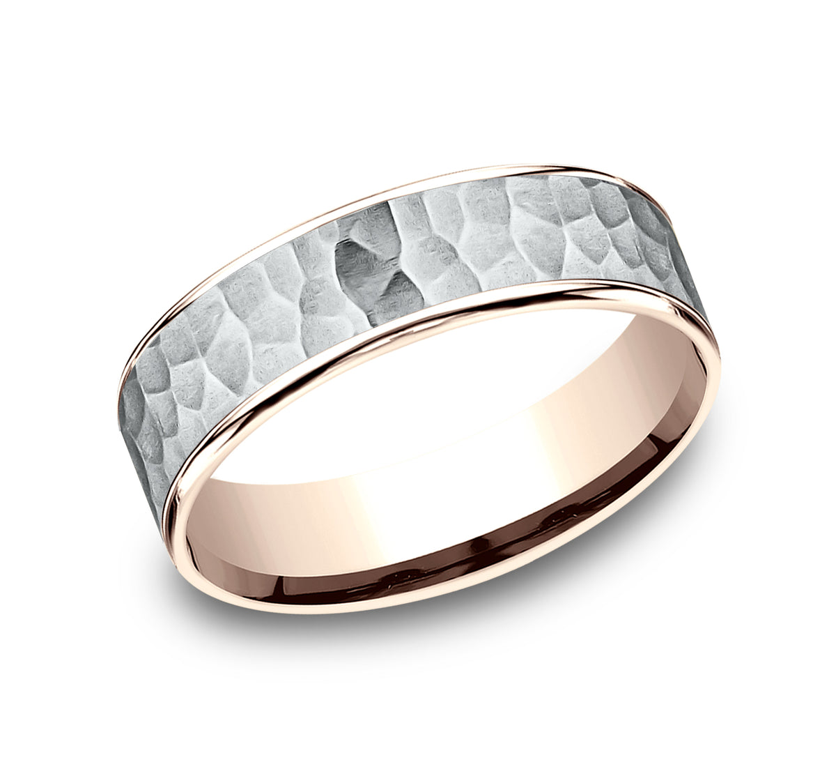 THE MAX 6.5mm 14K Rose/White Benchmark men's wedding band
