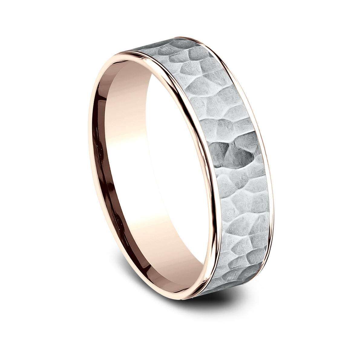 THE MAX 6.5mm 14K Rose/White Benchmark men's wedding band