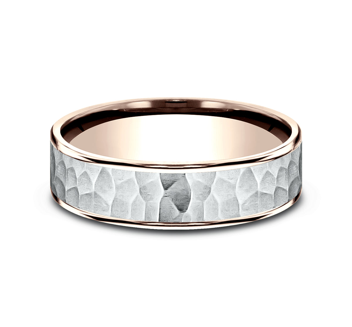 THE MAX 6.5mm 14K Rose/White Benchmark men's wedding band