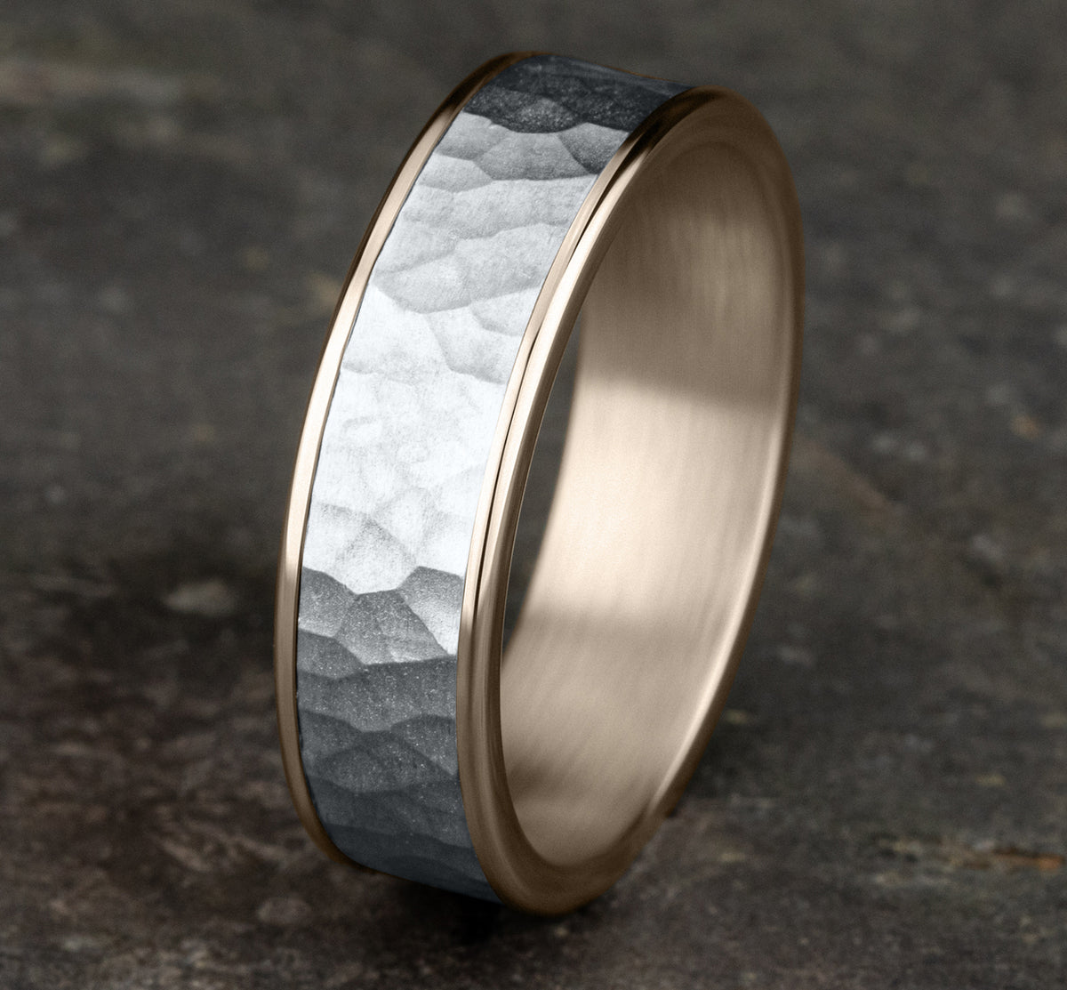 THE MAX 6.5mm 14K Rose/White Benchmark men's wedding band