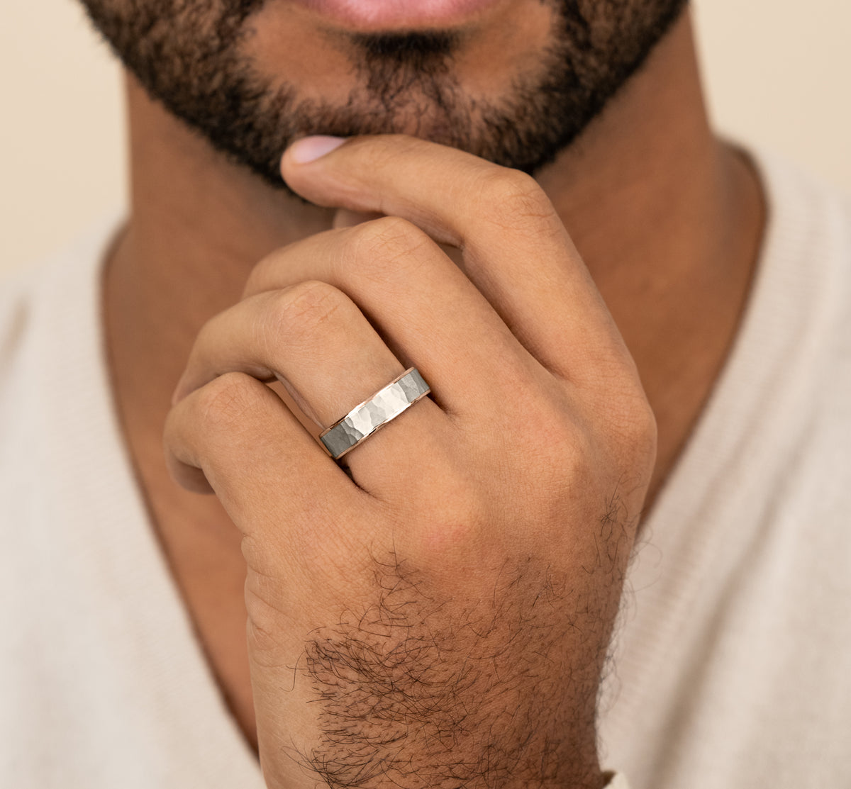 THE MAX 6.5mm 14K Rose/White Benchmark men's wedding band