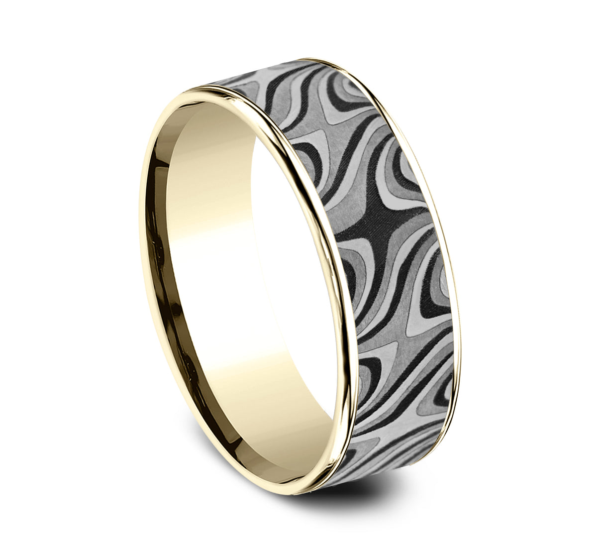 THE SATURN 7.5mm 14K Yellow/Tantalum Grey Benchmark men's wedding band