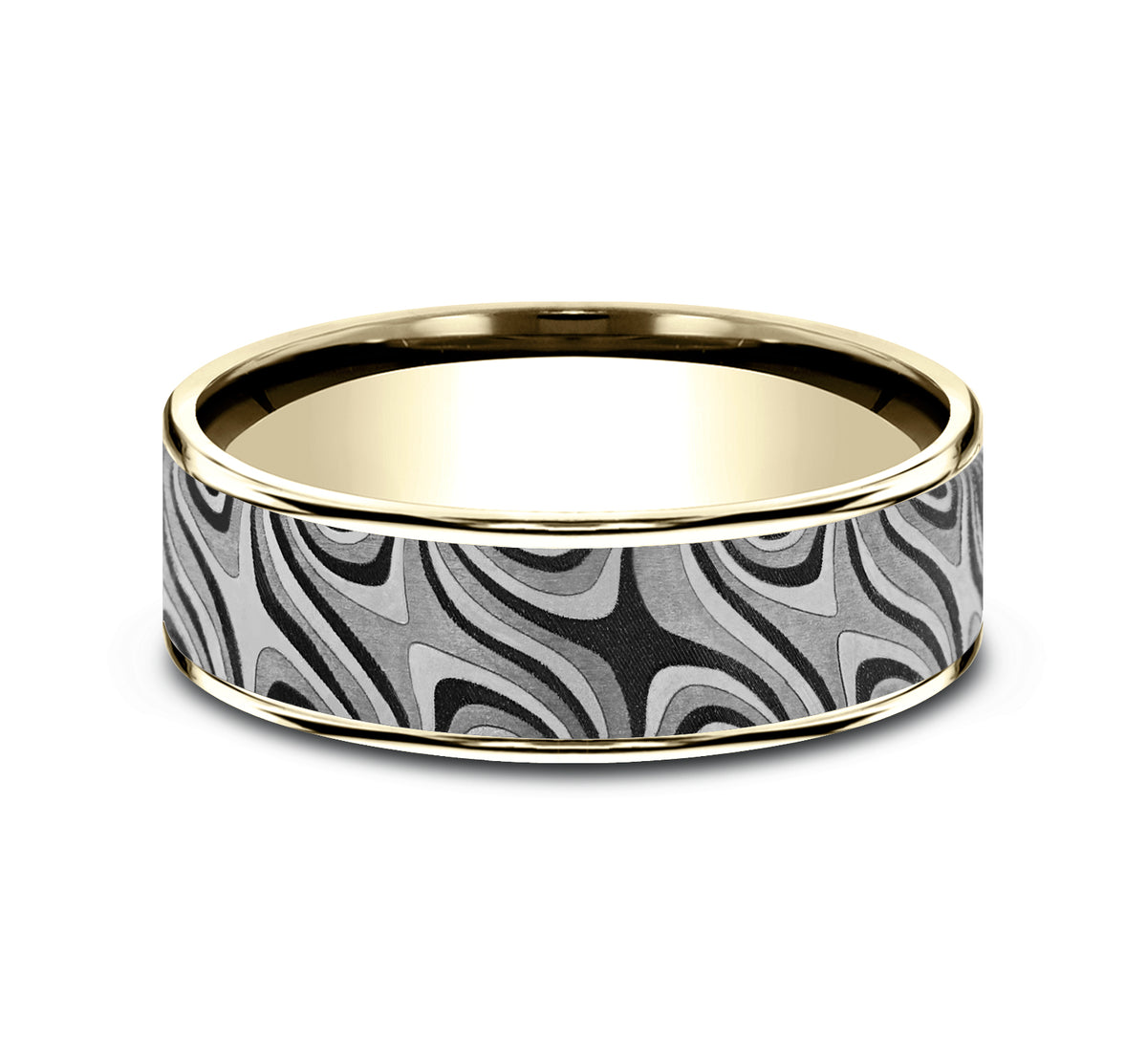THE SATURN 7.5mm 14K Yellow/Tantalum Grey Benchmark men's wedding band
