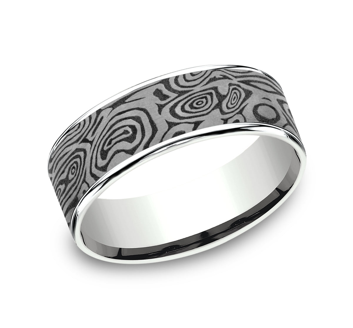 THE VORTEX 7.5mm 14K White/Tantalum Grey Benchmark men's wedding band
