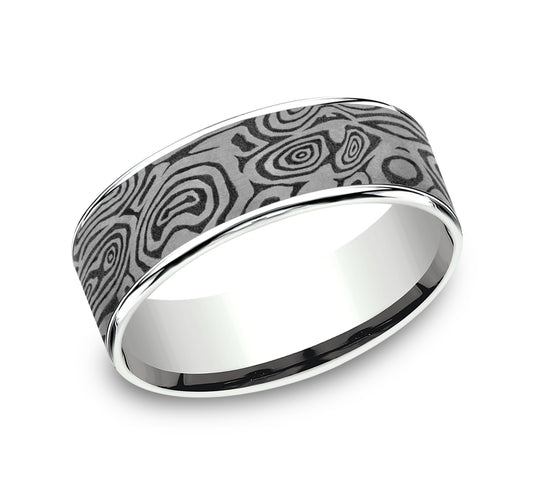 THE VORTEX 7.5mm 14K White/Tantalum Grey Benchmark men's wedding band