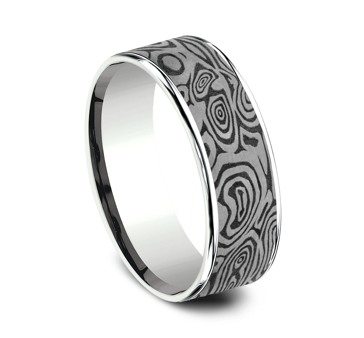 THE VORTEX 7.5mm 14K White/Tantalum Grey Benchmark men's wedding band