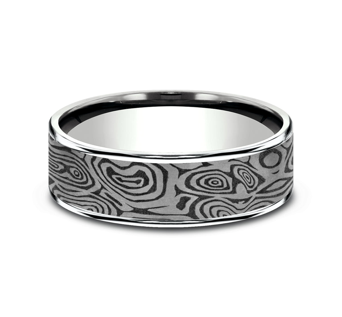THE VORTEX 7.5mm 14K White/Tantalum Grey Benchmark men's wedding band