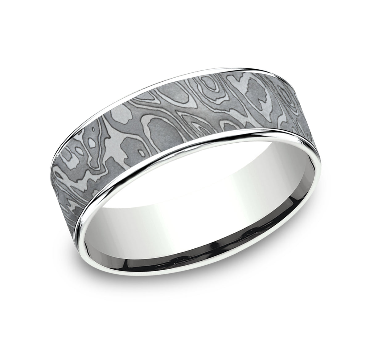 THE WILD 7.5mm 14K White/Tantalum Grey Benchmark men's wedding band