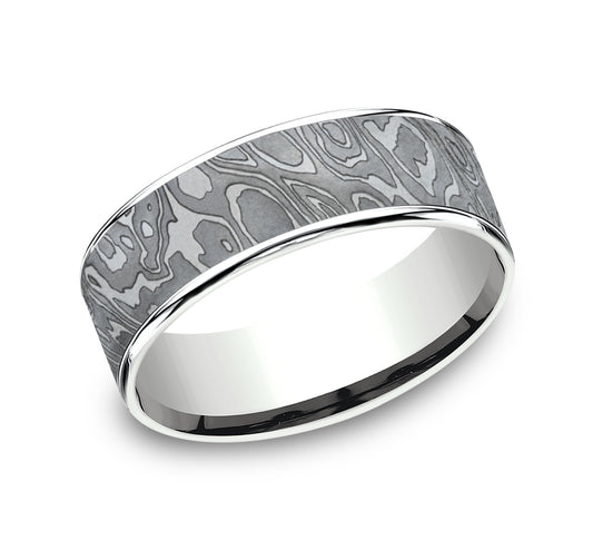 THE WILD 7.5mm 14K White/Tantalum Grey Benchmark men's wedding band
