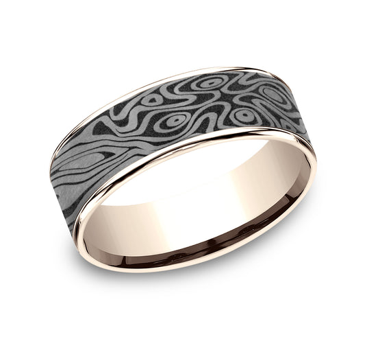 THE BIRDS EYE 7.5mm 14K Rose/Tantalum Grey Benchmark men's wedding band