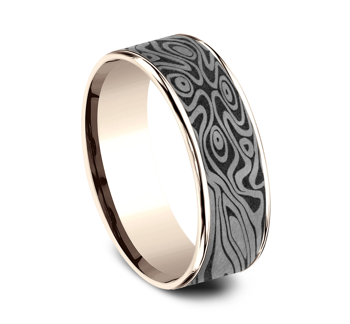 THE BIRDS EYE 7.5mm 14K Rose/Tantalum Grey Benchmark men's wedding band