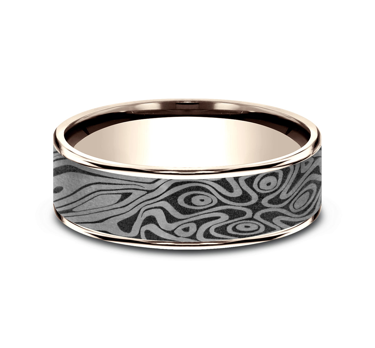 THE BIRDS EYE 7.5mm 14K Rose/Tantalum Grey Benchmark men's wedding band