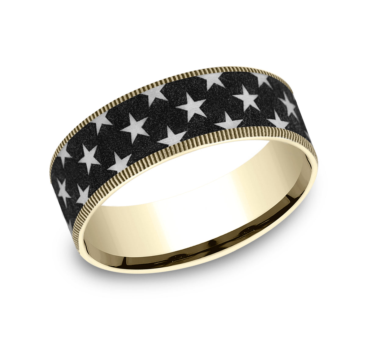 THE ANTHEM 7.5mm 14K Yellow/Grey-Black Titanium Benchmark men's wedding band