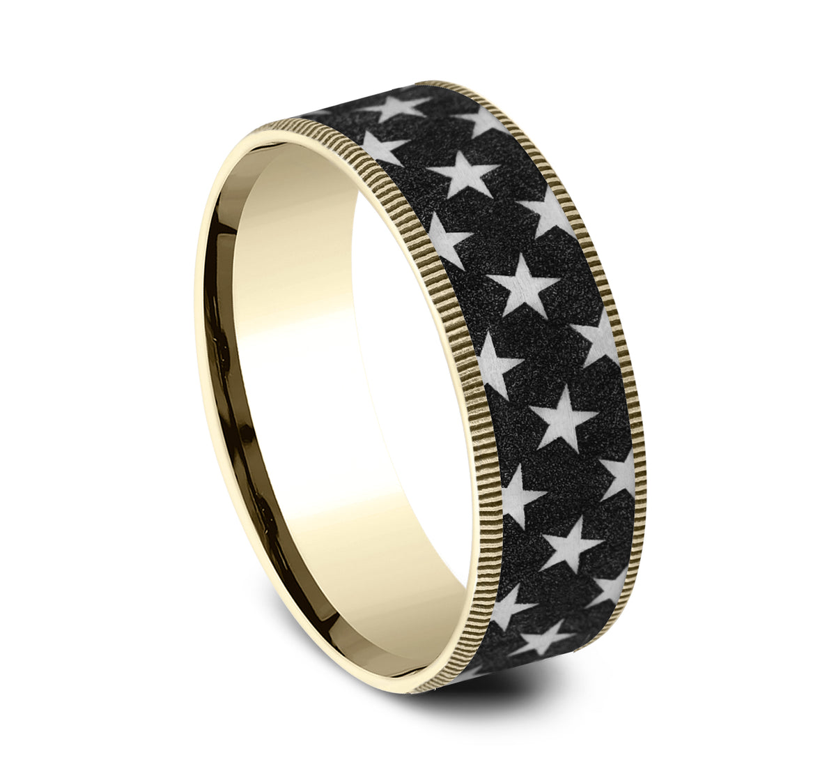 THE ANTHEM 7.5mm 14K Yellow/Grey-Black Titanium Benchmark men's wedding band