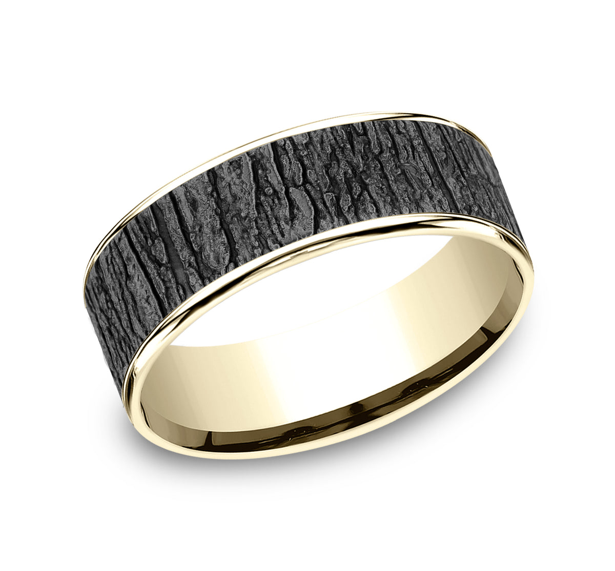 THE HAZEL 7.5mm 14K Yellow/Tantalum Grey Benchmark men's wedding band