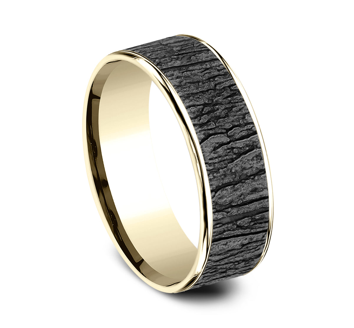 THE HAZEL 7.5mm 14K Yellow/Tantalum Grey Benchmark men's wedding band