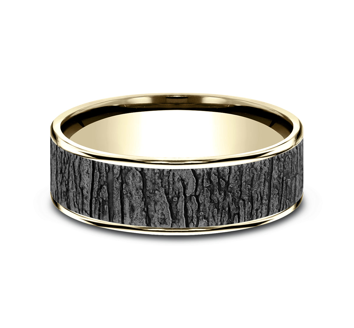 THE HAZEL 7.5mm 14K Yellow/Tantalum Grey Benchmark men's wedding band