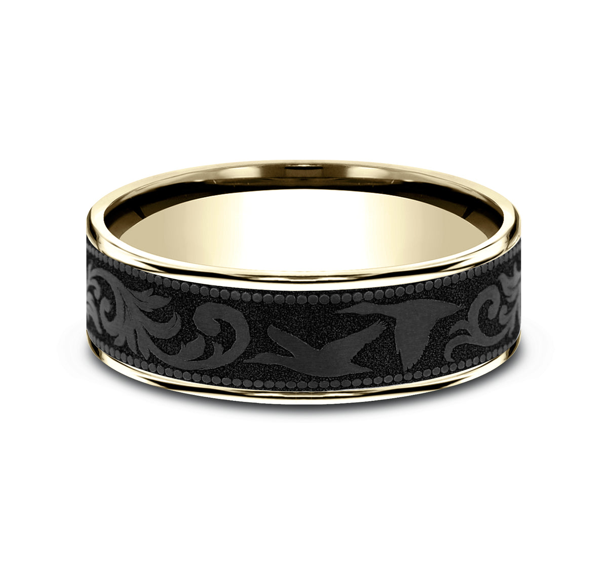 THE WATERFOWL 7.5mm 14K Yellow/Black Titanium Benchmark men's wedding band