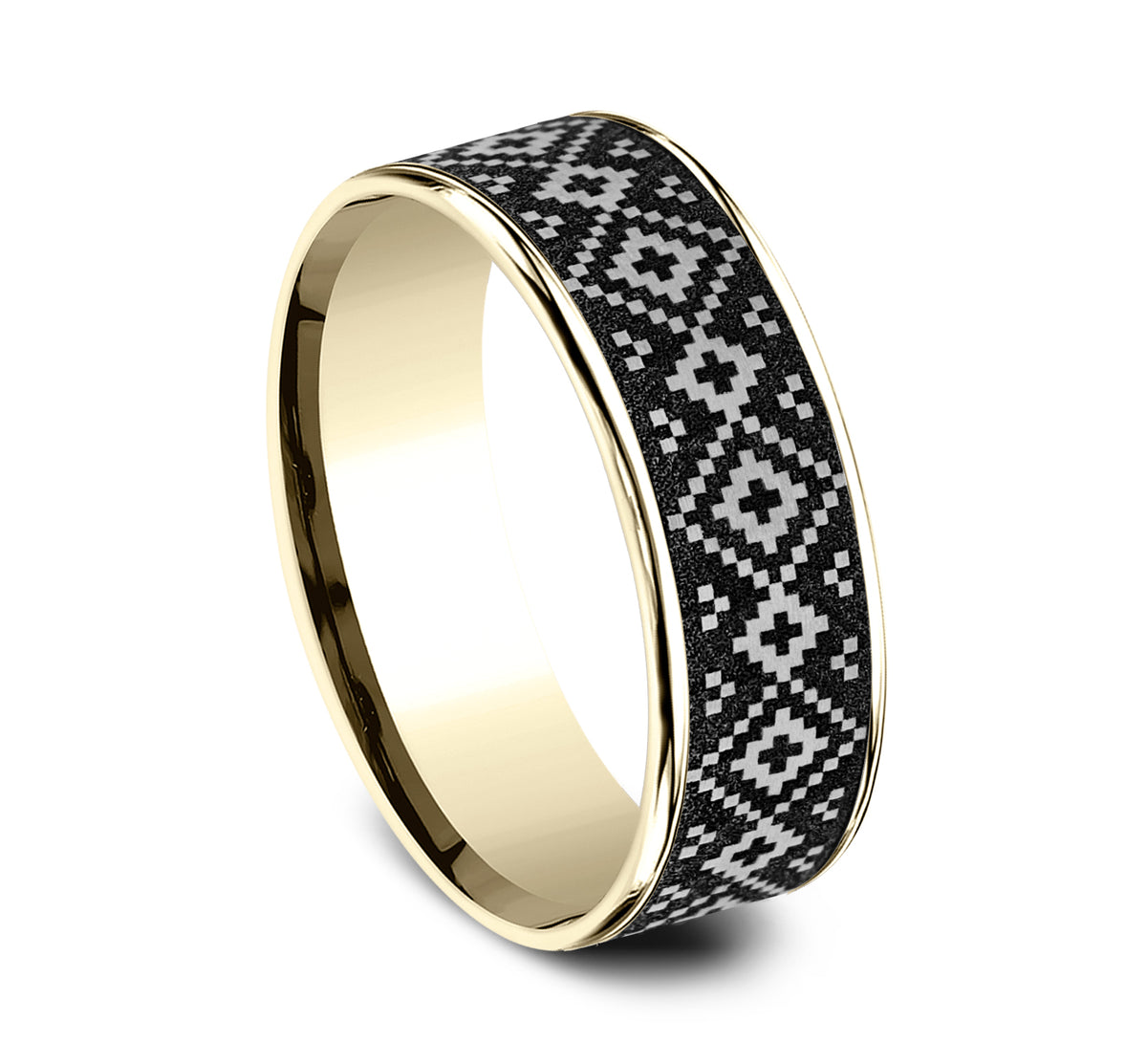THE ISLE 7.5mm 14K Yellow/Grey-Black Titanium Benchmark men's wedding band