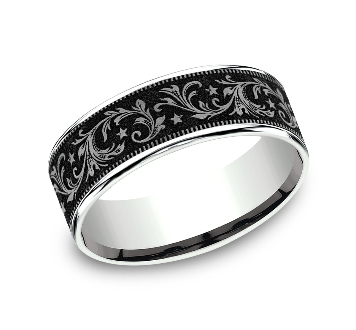 THE SPUR 7.5mm 14K White/Grey-Black Titanium Benchmark men's wedding band