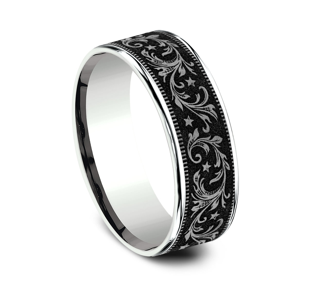 THE SPUR 7.5mm 14K White/Grey-Black Titanium Benchmark men's wedding band