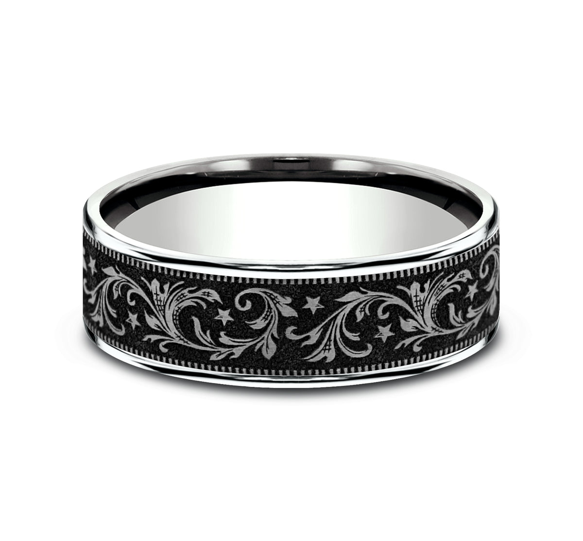 THE SPUR 7.5mm 14K White/Grey-Black Titanium Benchmark men's wedding band