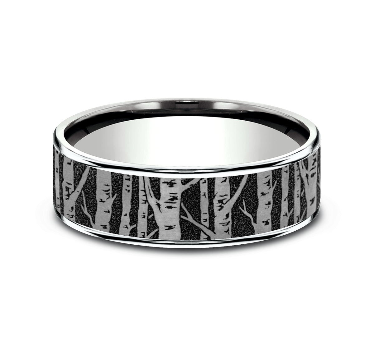 THE BIRCH 7.5mm 14K White/Grey-Black Titanium Benchmark men's wedding band