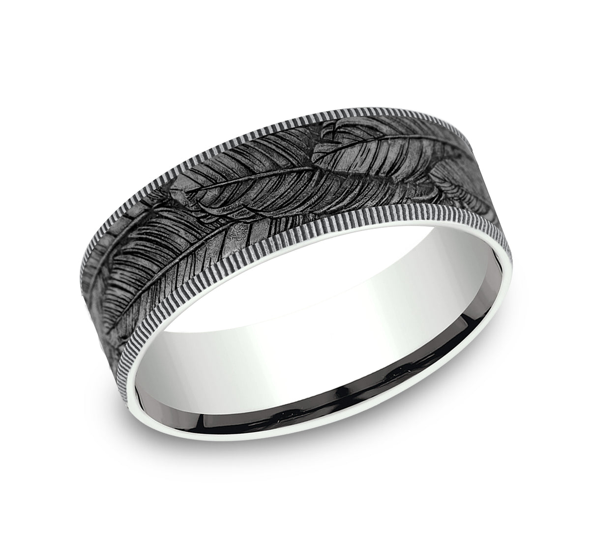 THE COVEY 7.5mm 14K White/Tantalum Grey Benchmark men's wedding band