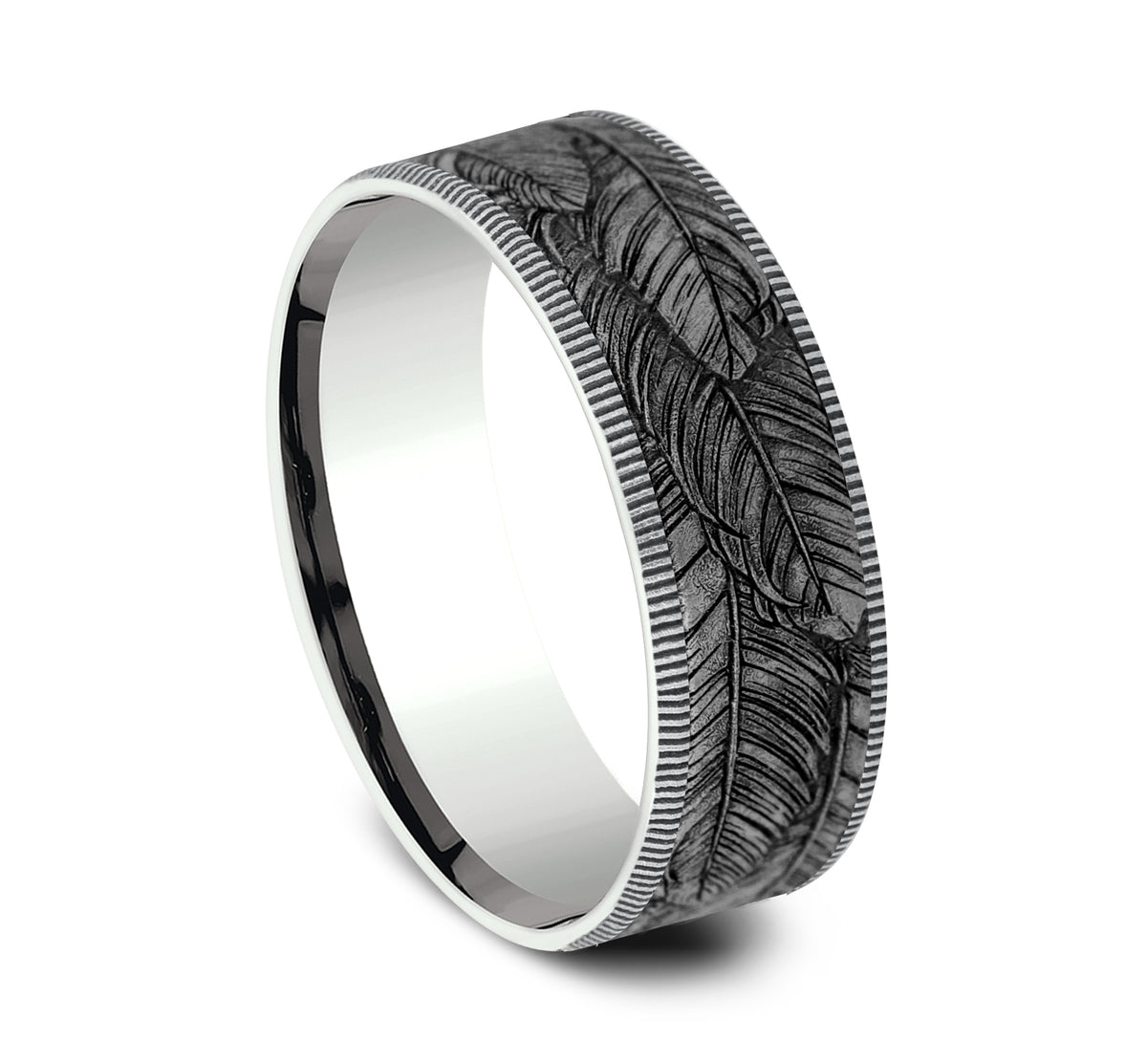 THE COVEY 7.5mm 14K White/Tantalum Grey Benchmark men's wedding band