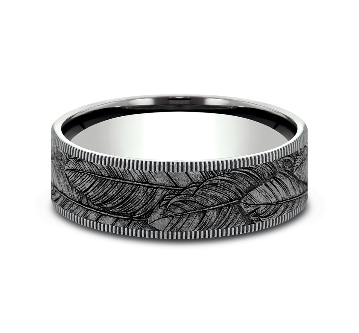 THE COVEY 7.5mm 14K White/Tantalum Grey Benchmark men's wedding band