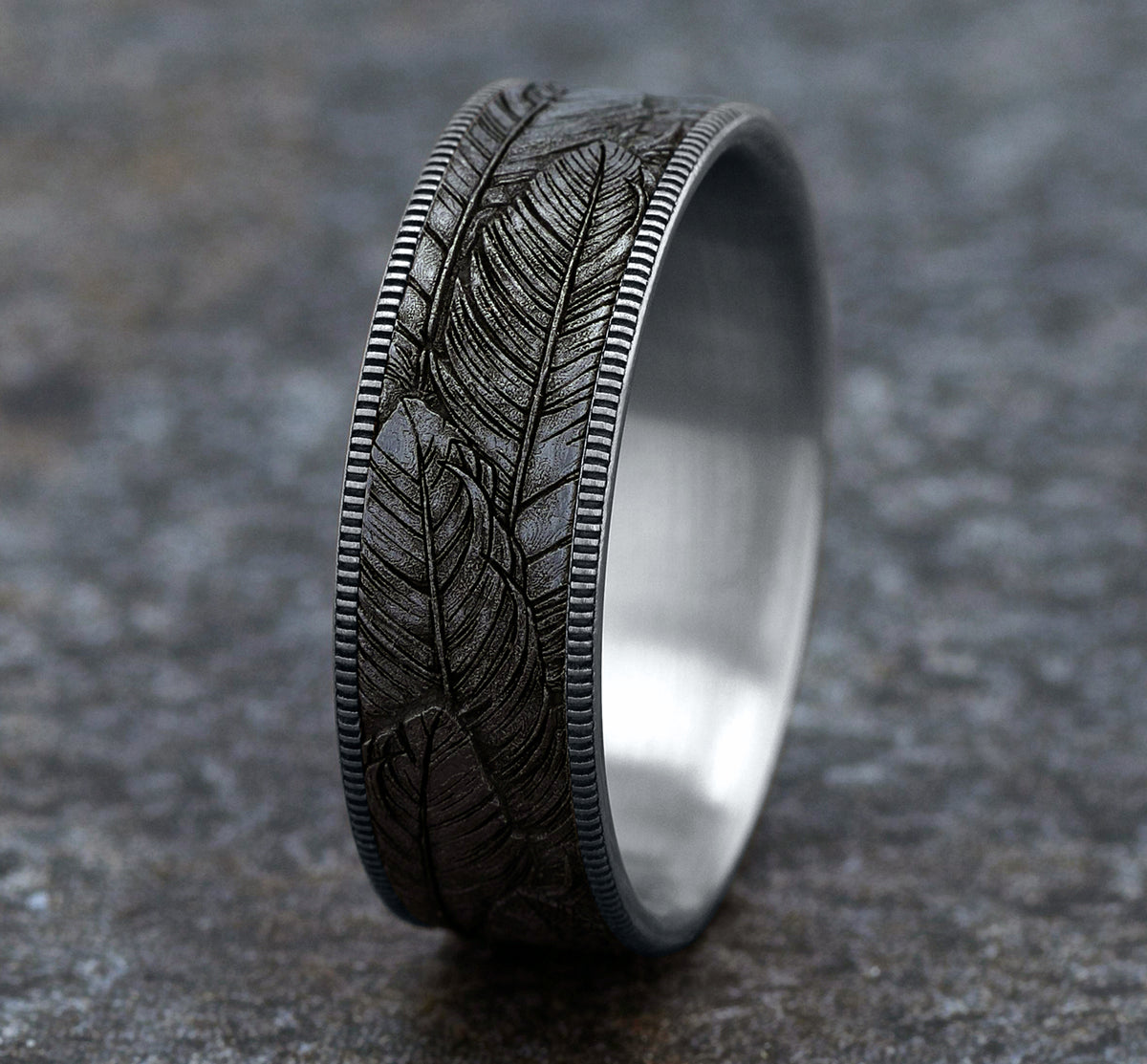 THE COVEY 7.5mm 14K White/Tantalum Grey Benchmark men's wedding band