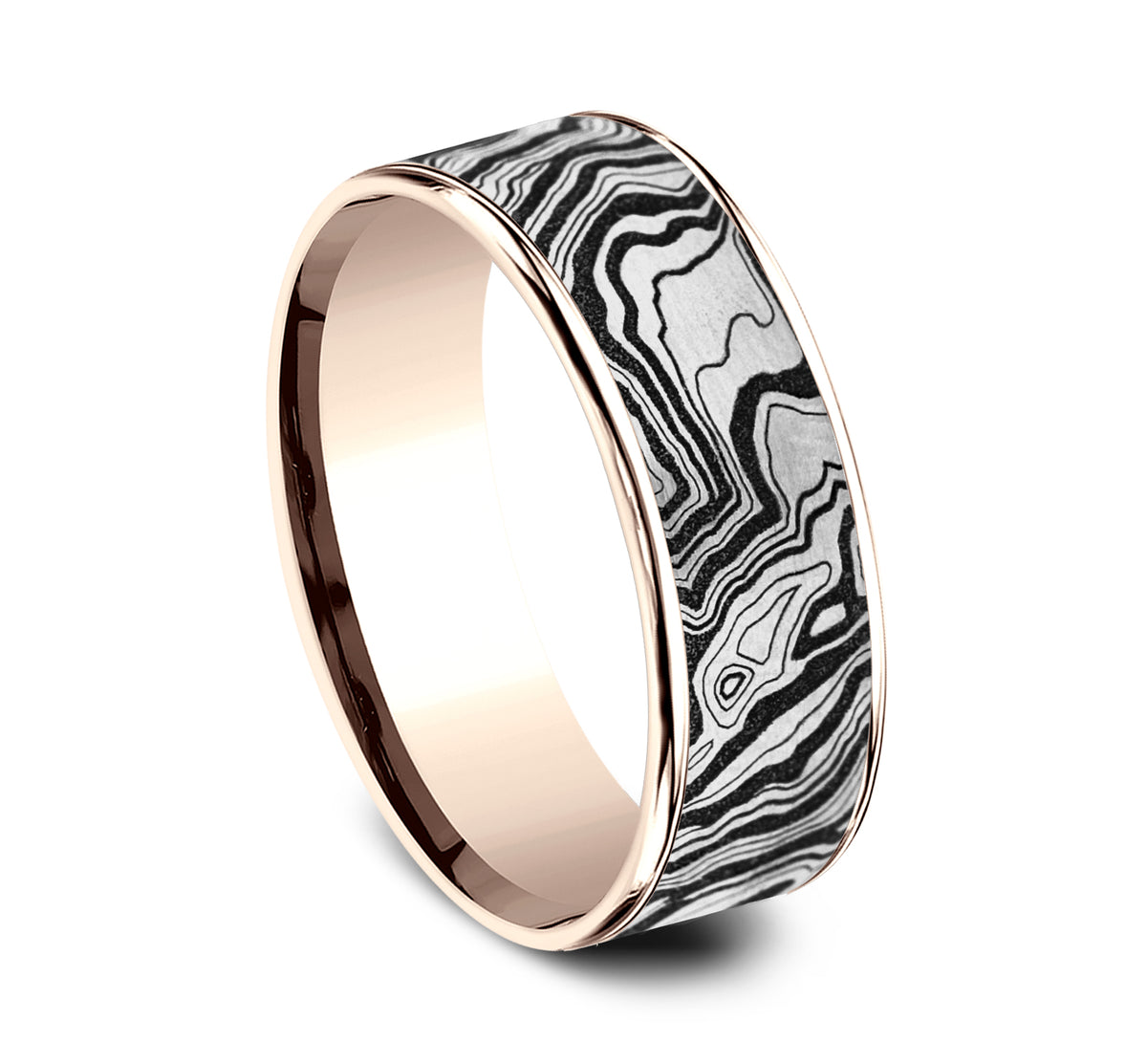 THE EXPLORER 7.5mm 14K Rose/Grey-Black Titanium Benchmark men's wedding band