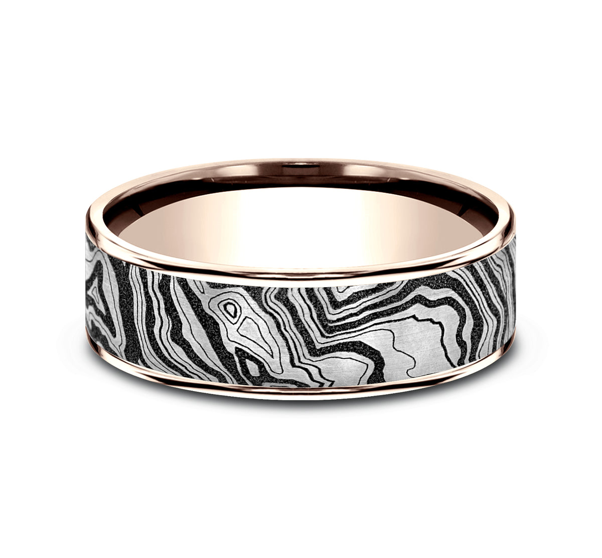 THE EXPLORER 7.5mm 14K Rose/Grey-Black Titanium Benchmark men's wedding band