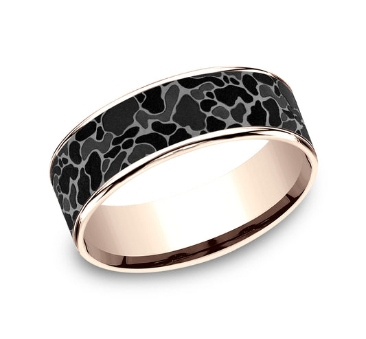 THE DUCK CAMO 7.5mm 14K Rose/Tantalum Grey Benchmark men's wedding band
