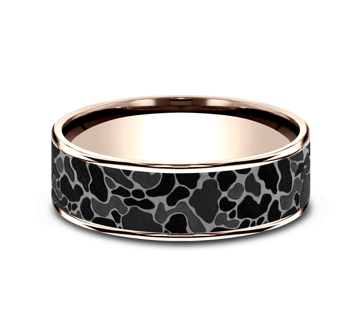 THE DUCK CAMO 7.5mm 14K Rose/Tantalum Grey Benchmark men's wedding band