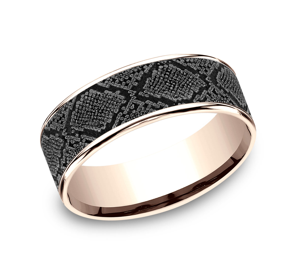 THE DIAMONDBACK 7.5mm 14K Rose/Tantalum Grey Benchmark men's wedding band