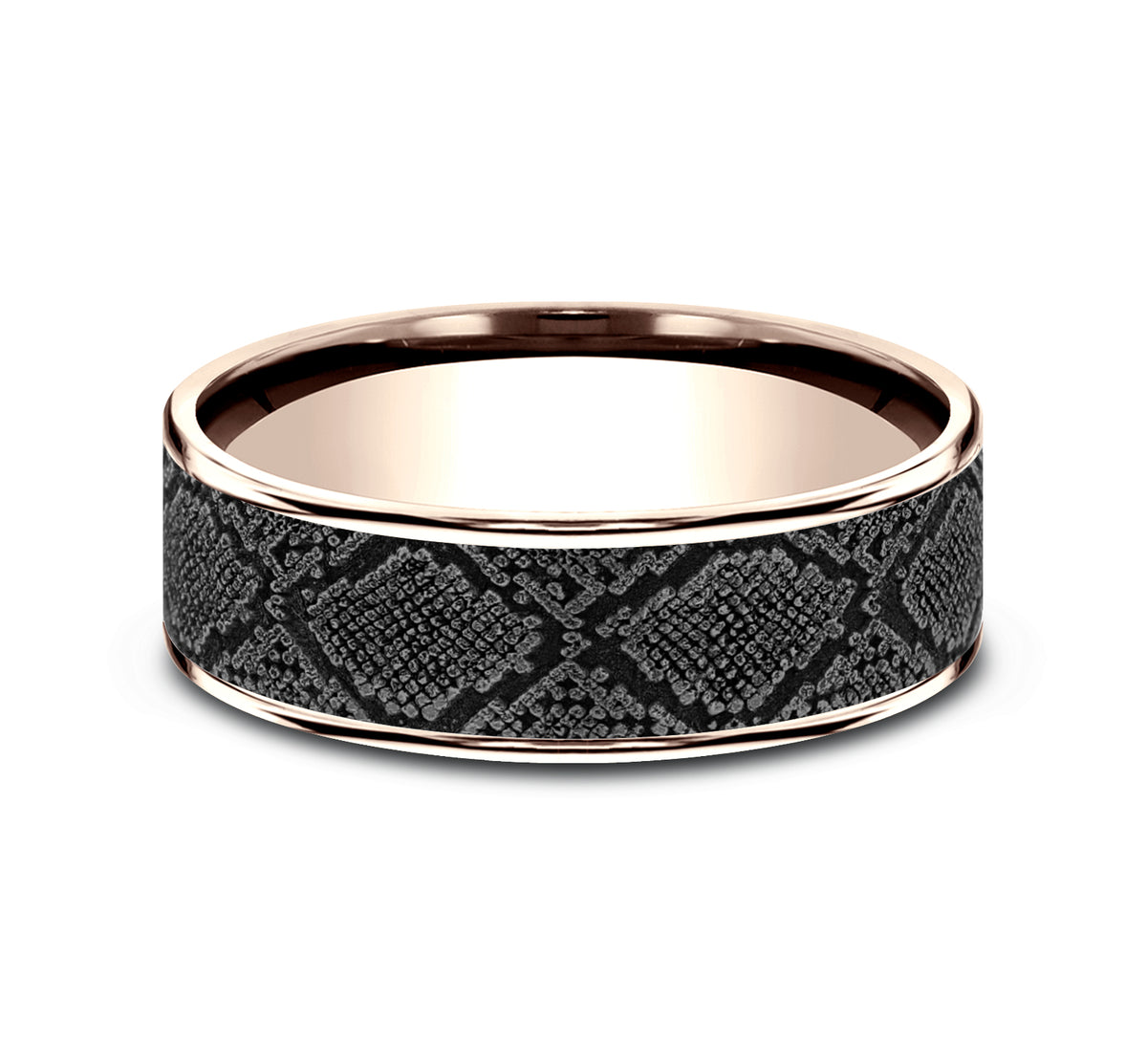 THE DIAMONDBACK 7.5mm 14K Rose/Tantalum Grey Benchmark men's wedding band