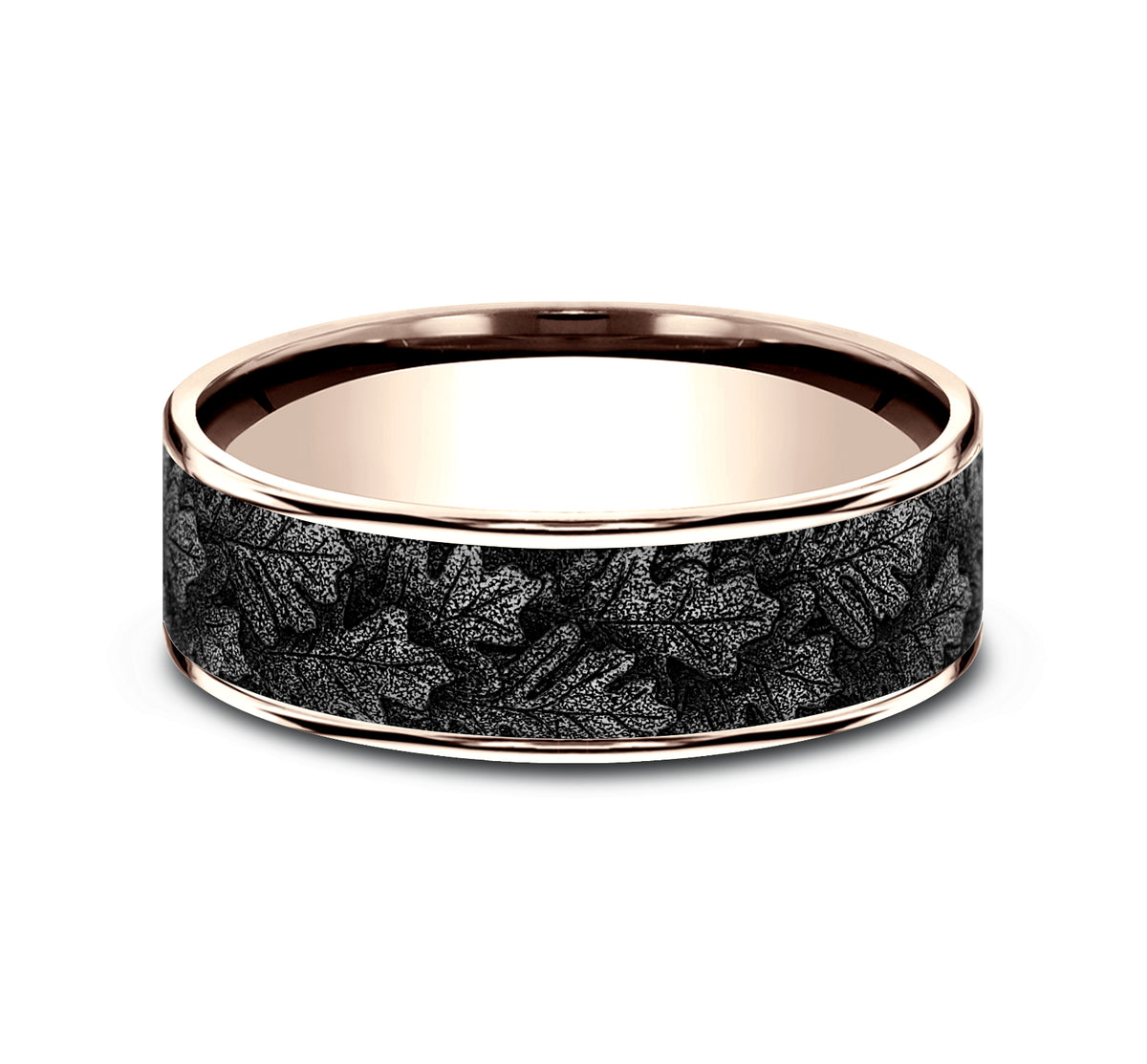 THE OAK 7.5mm 14K Rose/Grey-Black Titanium Benchmark men's wedding band