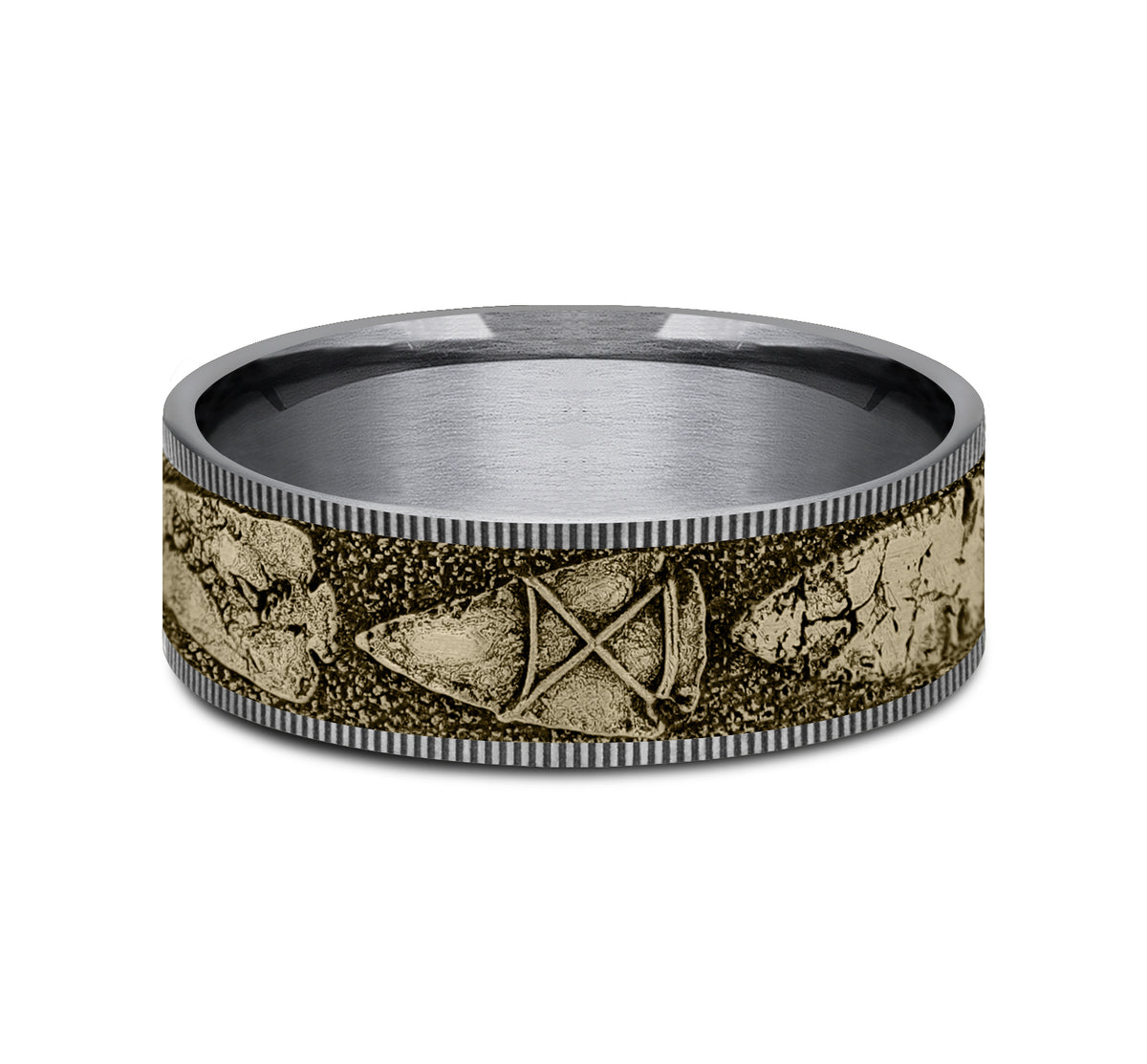 THE ARROWHEAD 7.5mm Tantalum Grey/14K Yellow Benchmark men's wedding band