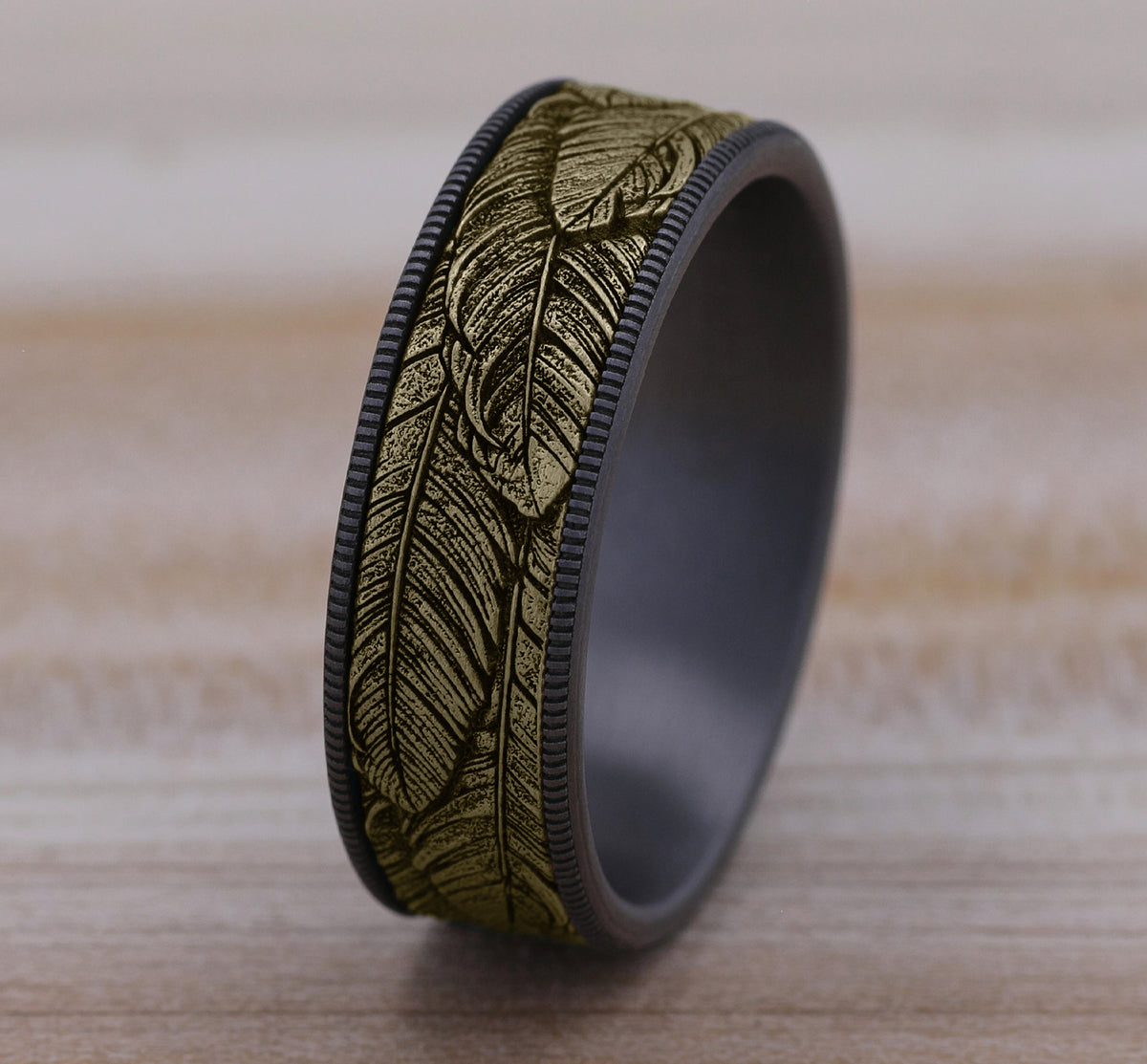 THE COVEY 7.5mm Tantalum Grey/14K Yellow Benchmark men's wedding band