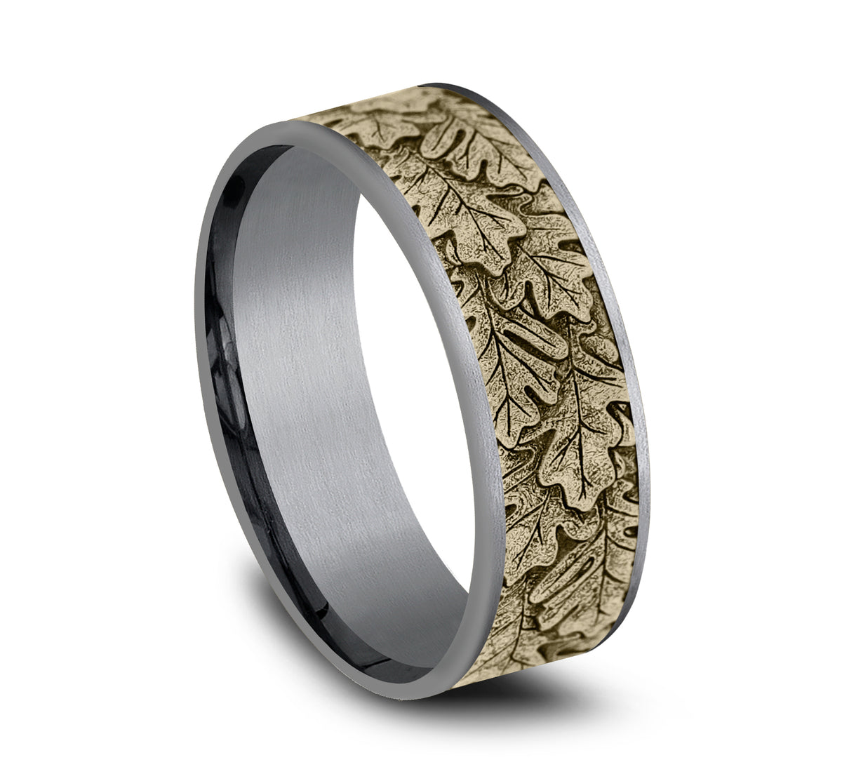 THE OAK 7.5mm Tantalum Grey/14K Yellow Benchmark men's wedding band