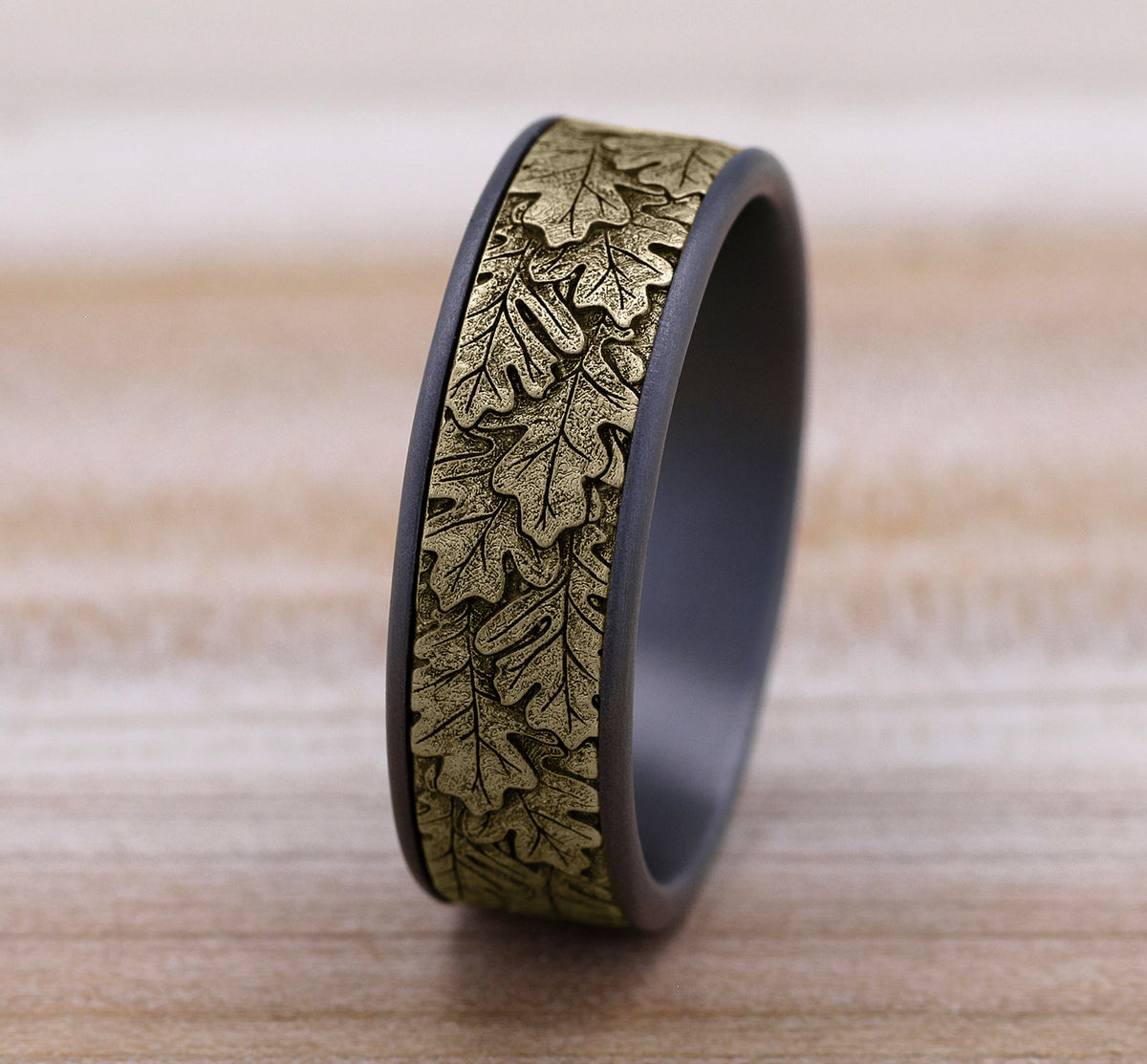THE OAK 7.5mm Tantalum Grey/14K Yellow Benchmark men's wedding band