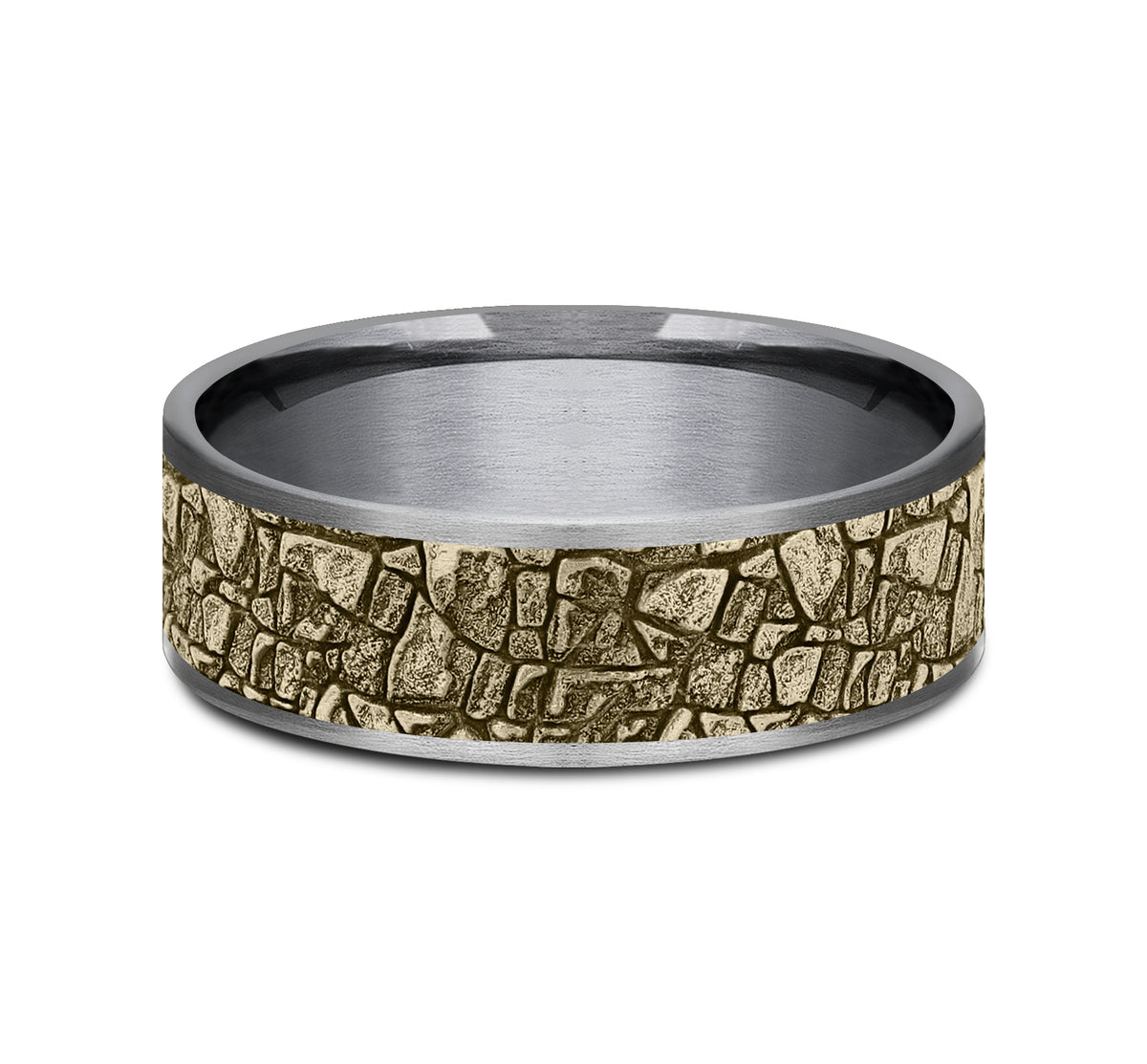 THE FLAGSTONE 7.5mm Tantalum Grey/14K Yellow Benchmark men's wedding band