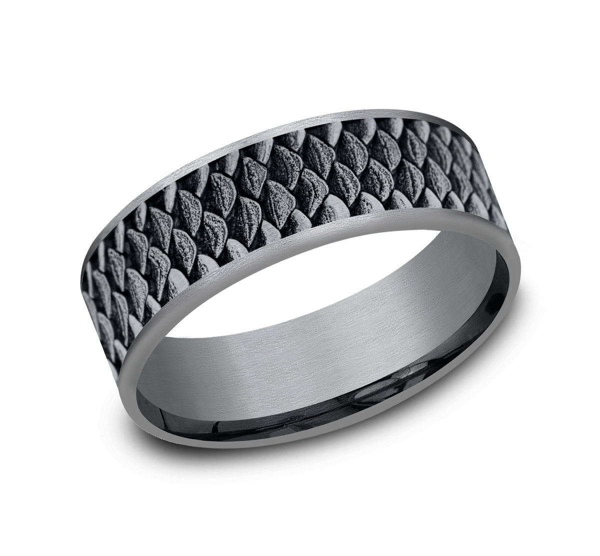 THE ANGLER 7.5mm Tantalum Grey/14K White Benchmark men's wedding band