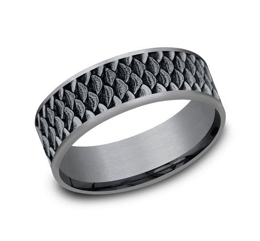 THE ANGLER 7.5mm Tantalum Grey/14K White Benchmark men's wedding band