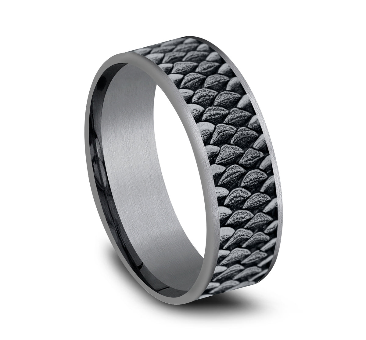 THE ANGLER 7.5mm Tantalum Grey/14K White Benchmark men's wedding band