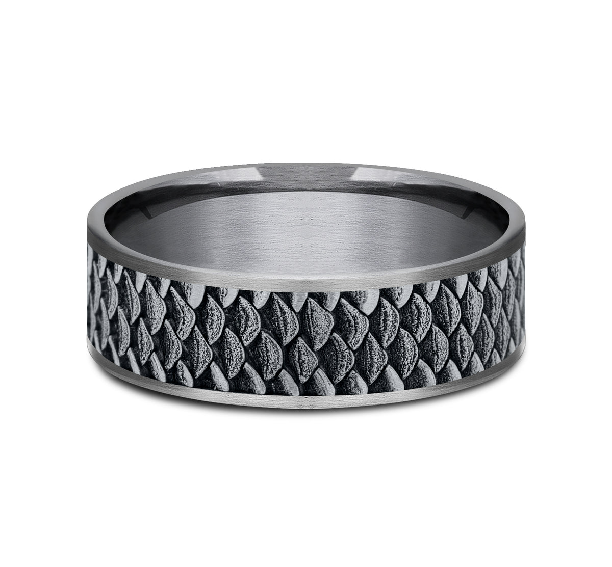 THE ANGLER 7.5mm Tantalum Grey/14K White Benchmark men's wedding band